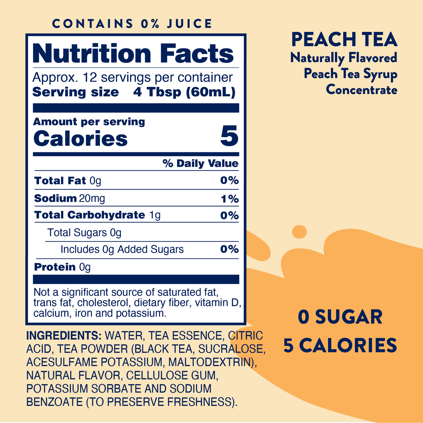 Sugar Free Peach Tea Syrup Concentrate
