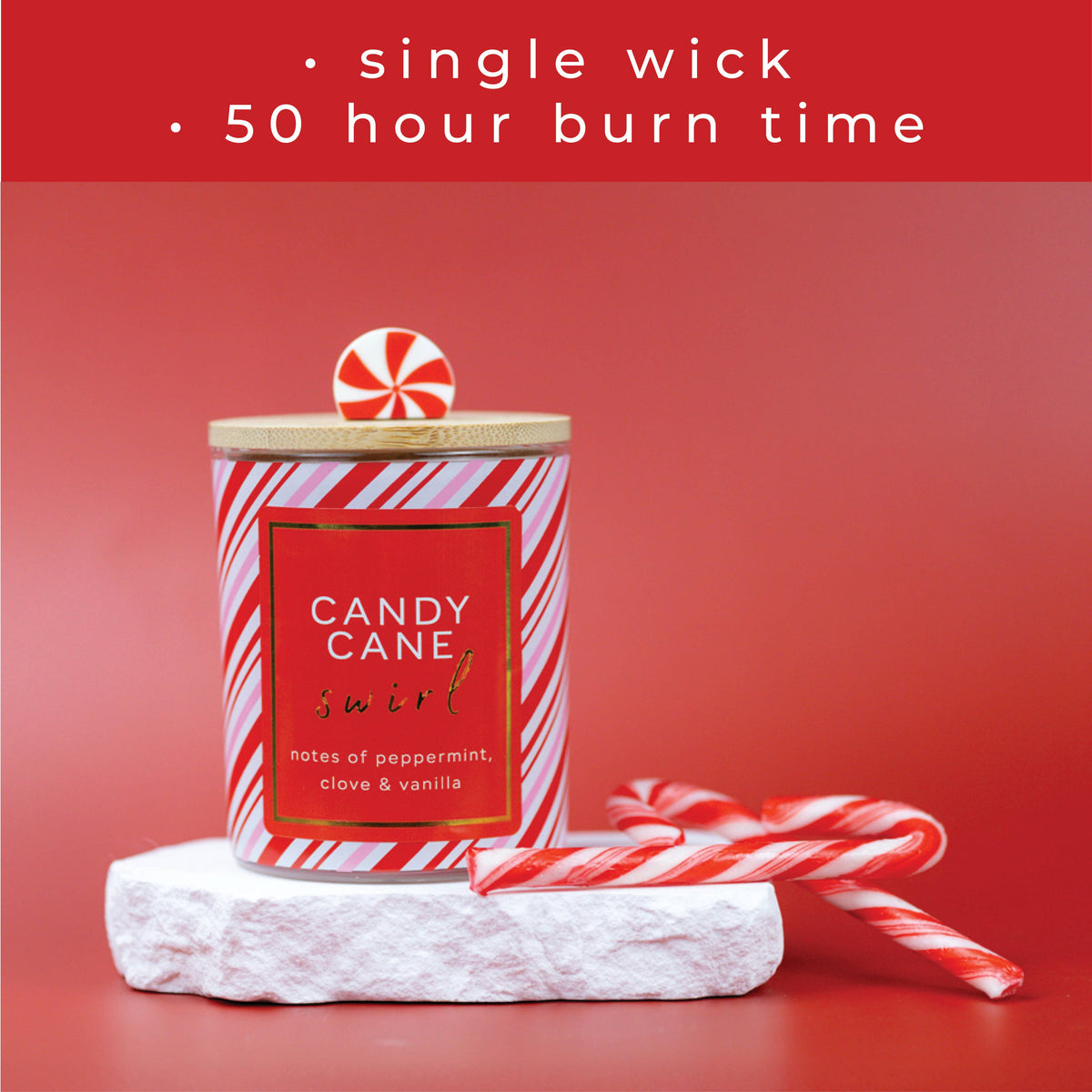 Candy Cane Swirl – 10oz Holiday Scented Gift Candle