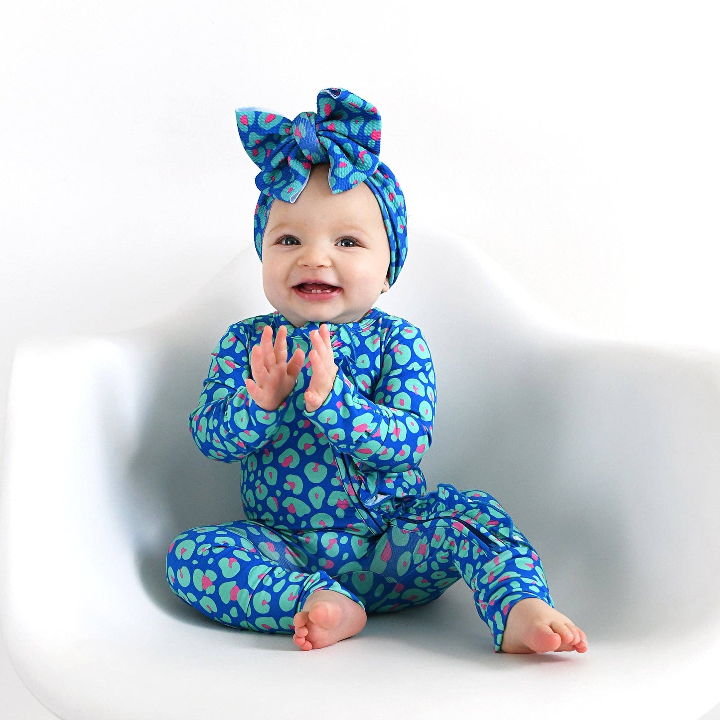 Miley Leopard Ruffle Zip Bamboo Baby Sleepies Little