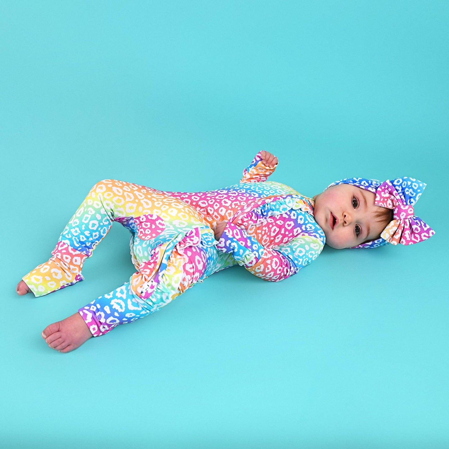 Summer Leopard RUFFLE ZIP Bamboo Sleepies Little Baby