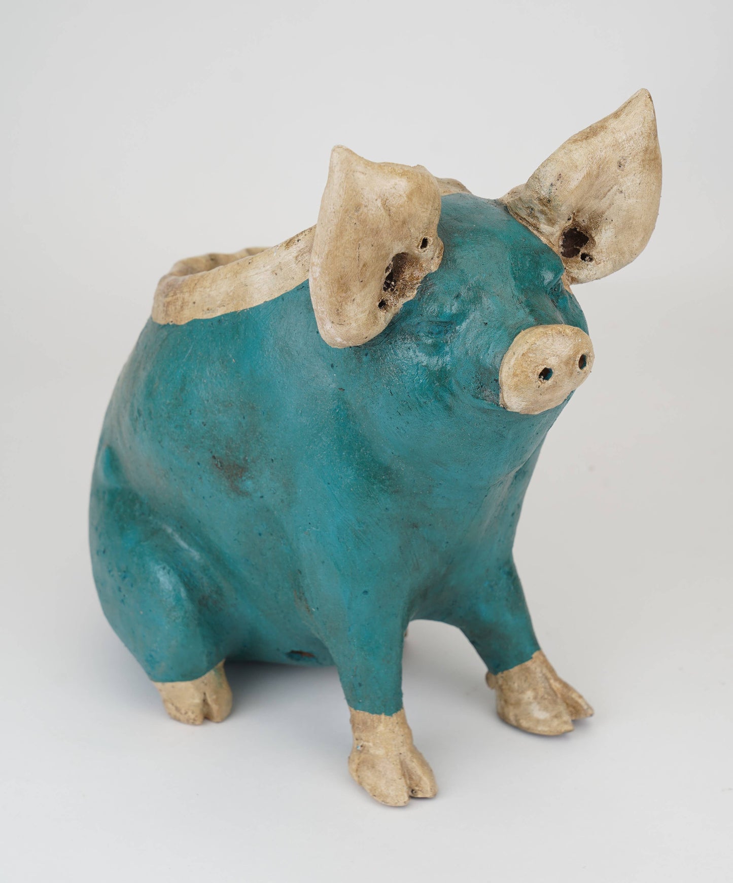 Wilber the Pig Planter-Garden-Clay-Handmade-13x7x15 inches