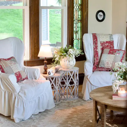 Set of Two Basket Weave Accent Tables