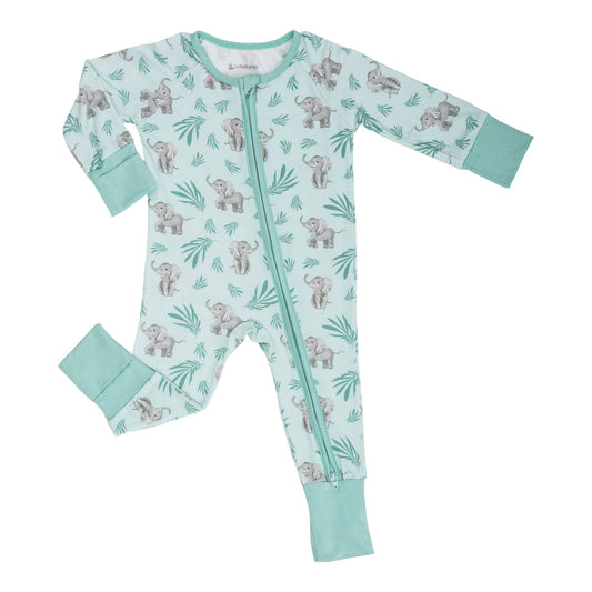Bamboo Baby Convertible Zipper Pajamas - Elephant
