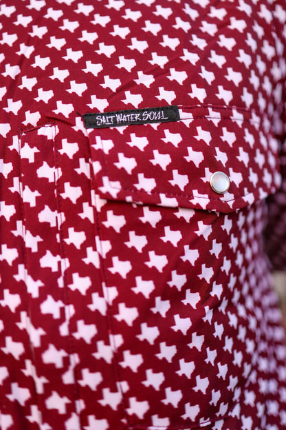 The Maroon Pearl Snap Fishing Shirt