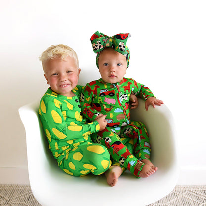 Tanner Zip Bamboo Baby Farm Animal Going Home Outfit