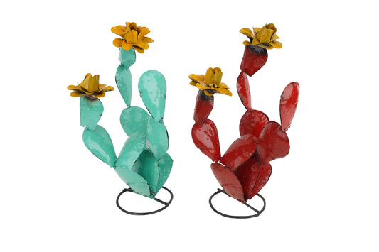 Colorful Metal Prickly Pear Cactus-13Wx13Dx16H-