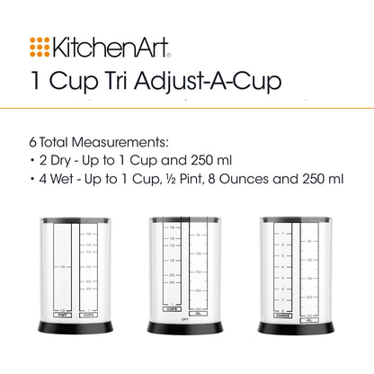 KitchenArt 1 Cup Tri Adjust A-Cup, Adjustable Measuring Cup