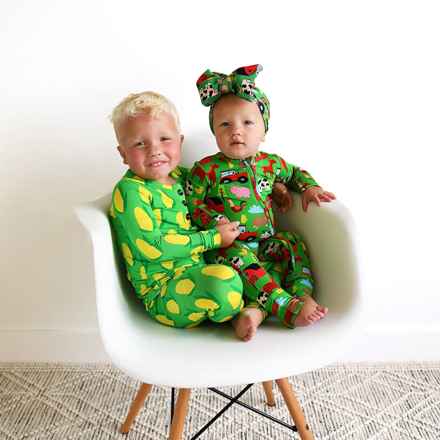 Tanner Zip Bamboo Baby Farm Animal Going Home Outfit