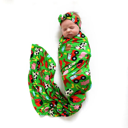 Tanner Swaddle Farm Bamboo Baby Blanket Farm Animals
