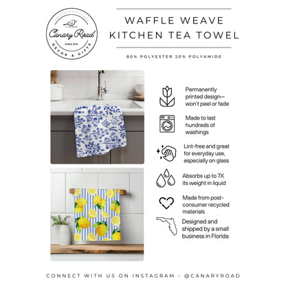 Pumpkin Fall Botanical Floral Autumn Kitchen Towel Waffle