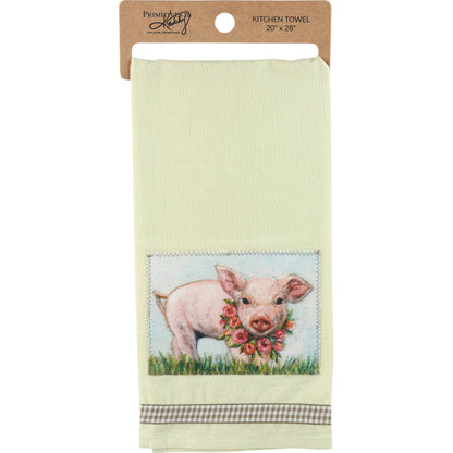Floral Piglet Kitchen Towel