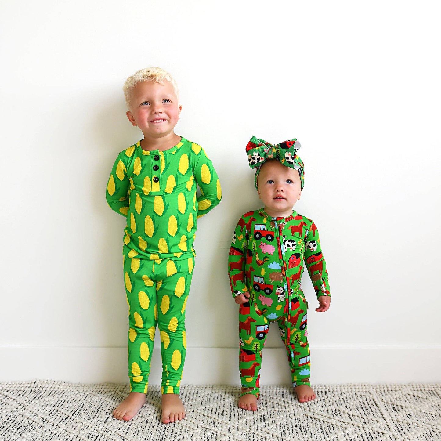 Tanner Zip Bamboo Baby Farm Animal Going Home Outfit