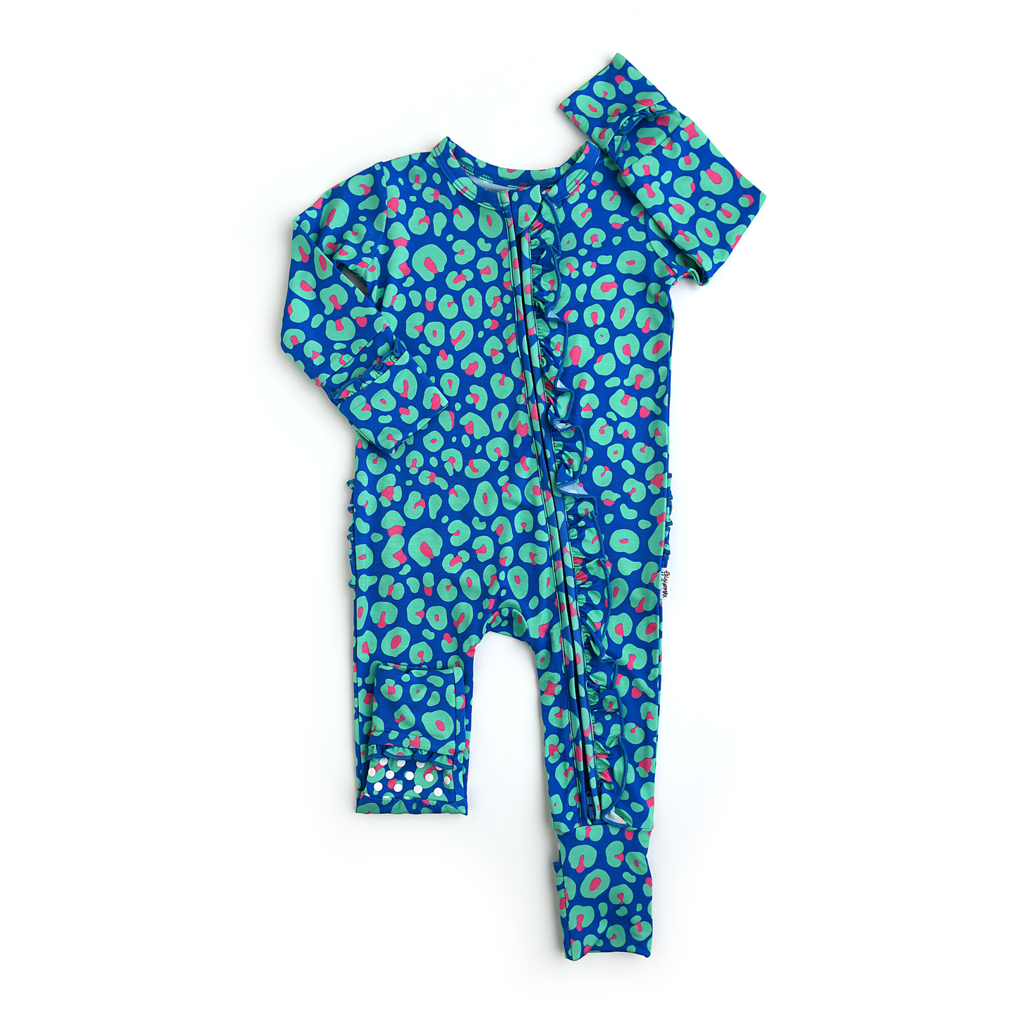 Miley Leopard Ruffle Zip Bamboo Baby Sleepies Little