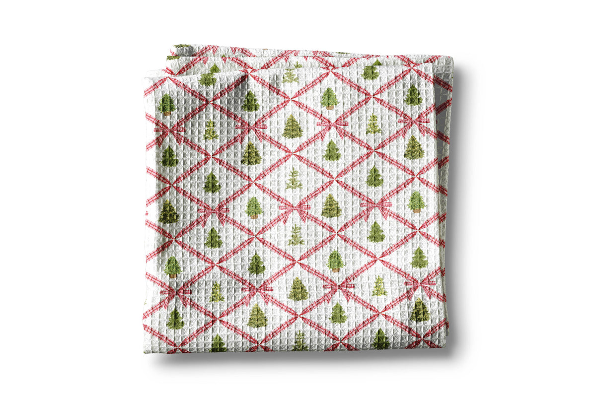 Christmas Towel Tree Plaid Bow Holiday Home Decor 2026