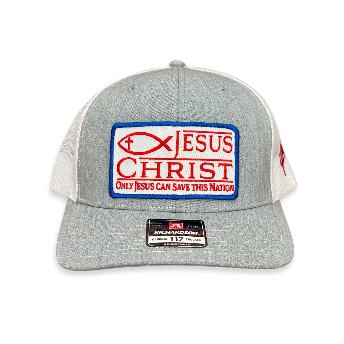 "Jesus" - Heather Grey/White Mesh, Snapback Cap