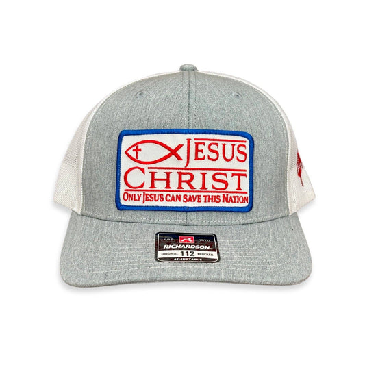 "Jesus" - Heather Grey/White Mesh, Snapback Cap