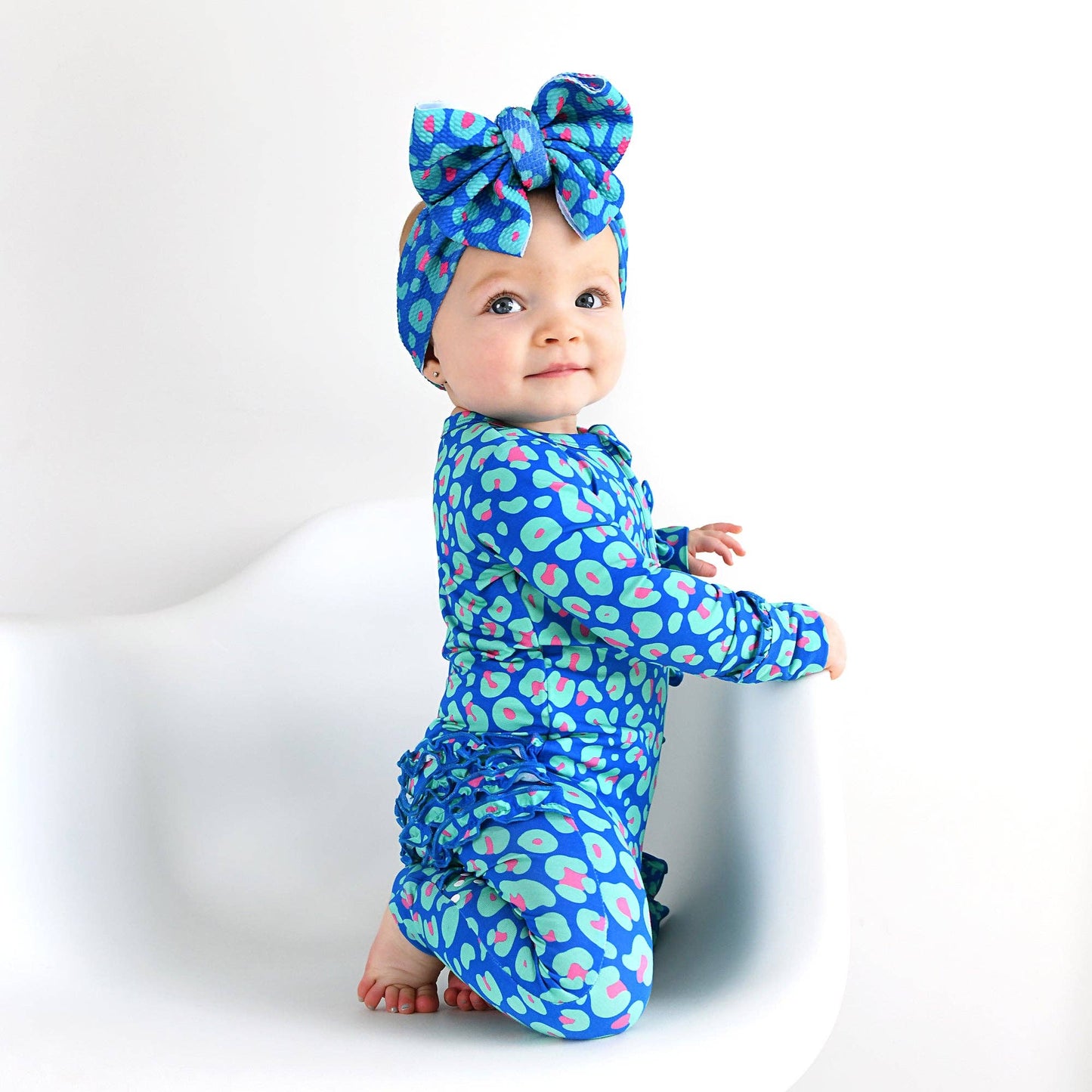 Miley Leopard Ruffle Zip Bamboo Baby Sleepies Little