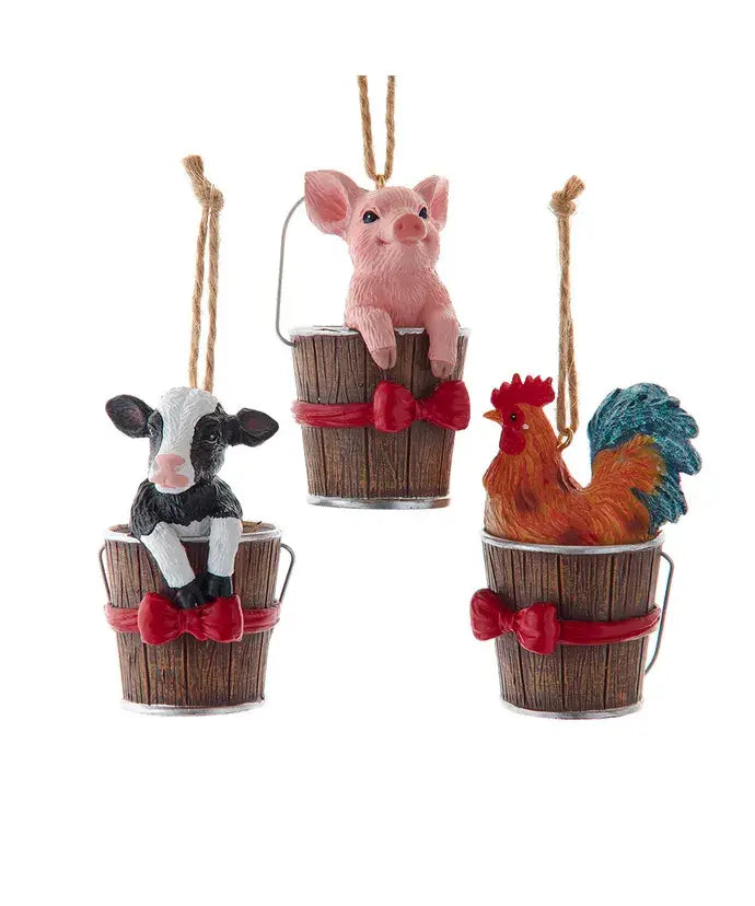 3" Resin Farm Animals In Bucket