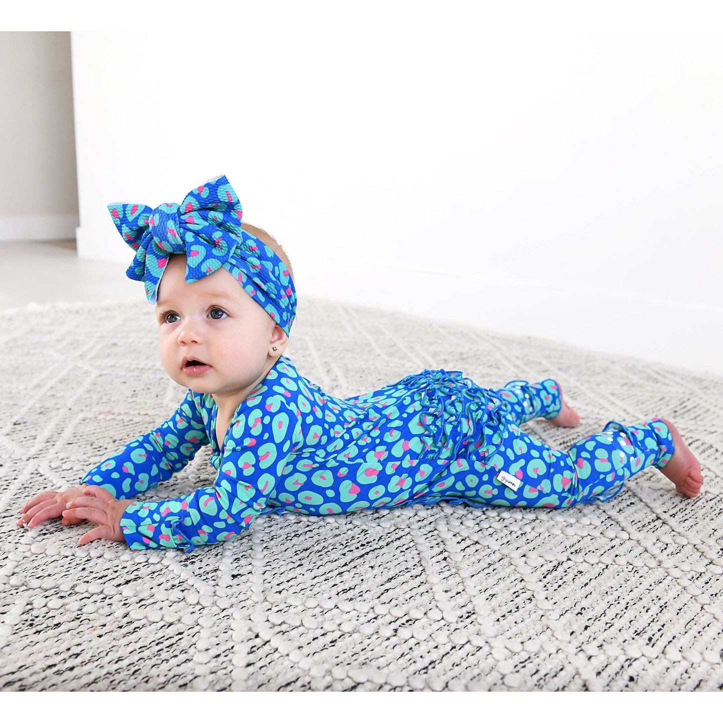 Miley Leopard Ruffle Zip Bamboo Baby Sleepies Little