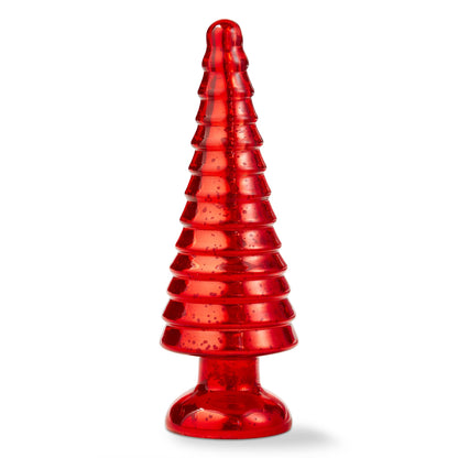Red Groovy Spiral Glass Tree Decor Medium Christmas
