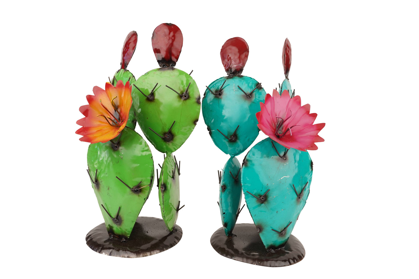 Blooming Metal Prickly Cactus-Garden-Yard Art-8x8x17H inches