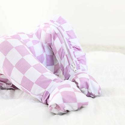 Myla Purple Checks RUFFLE ZIP Bamboo Sleepies Little Outfit