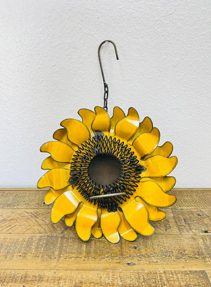 Sunflower Birdhouse, Metal Yard Decor