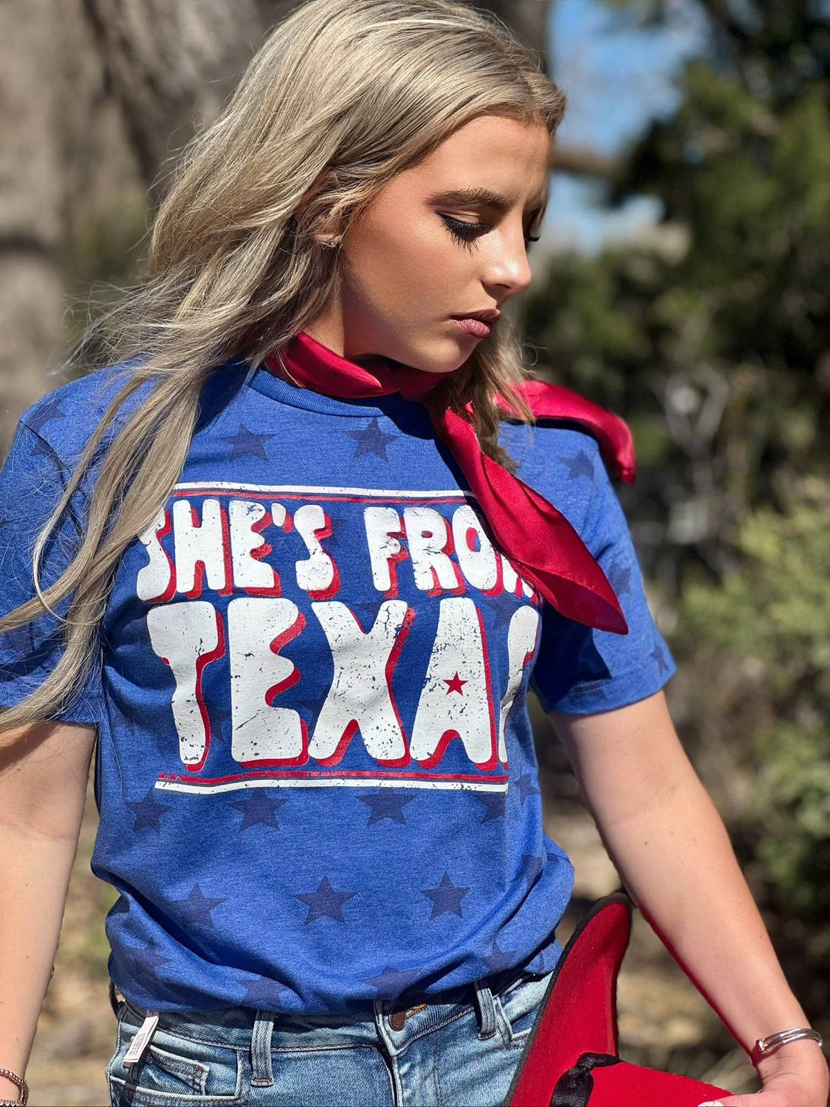She's From Texas Tee with Red Ink