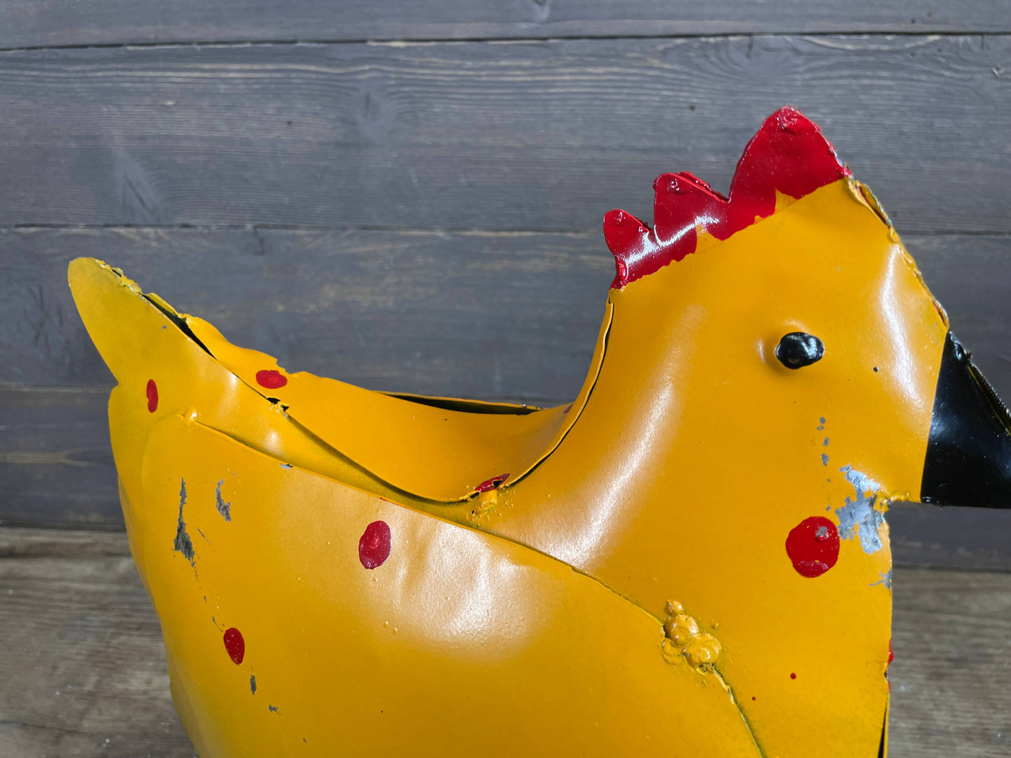 Mama Chicken Polka Dot-Metal-Garden Art-7Wx15H-Mama Chicken