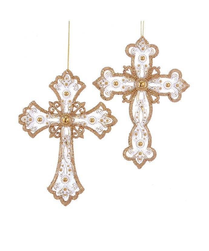6.25"GOLD/SILVER CROSS ORNAMENT