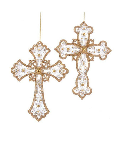 6.25"GOLD/SILVER CROSS ORNAMENT