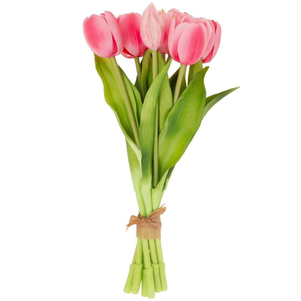 12.5" Fresh Picked Pink Faux Tulip Bundle S/8