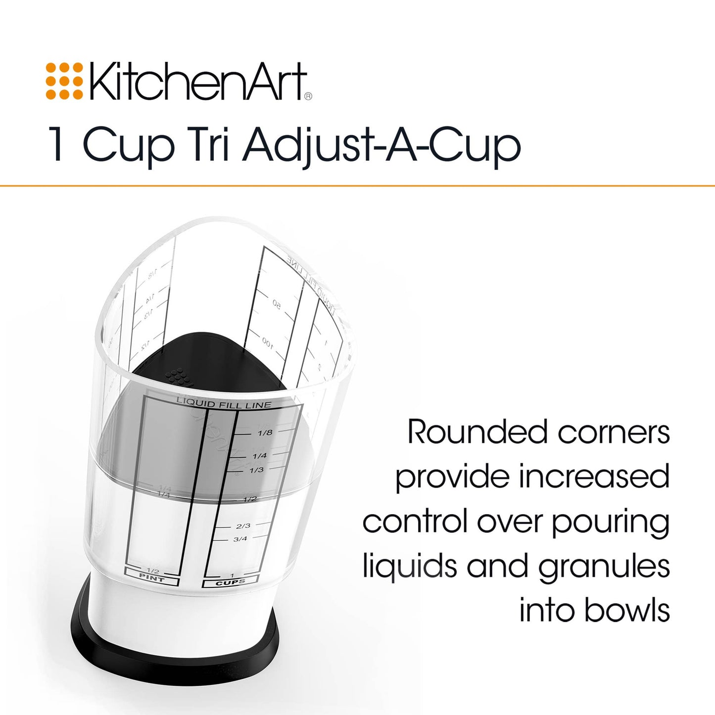 KitchenArt 1 Cup Tri Adjust A-Cup, Adjustable Measuring Cup