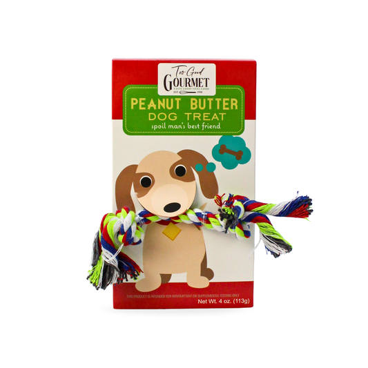 Dog Gift Set – Treats with Rope Toy: Peanut Butter & Cheese