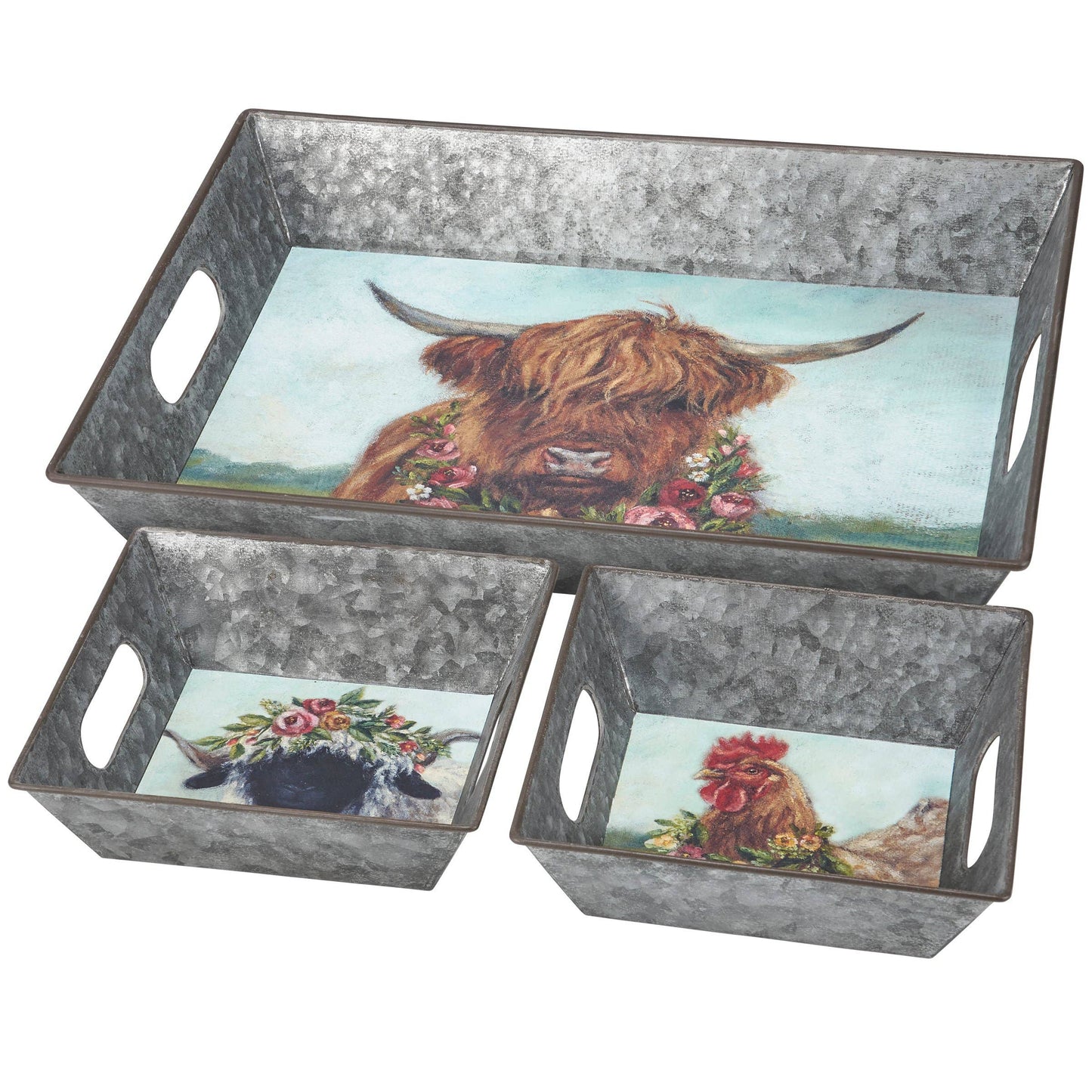 Floral Animal Tray Set