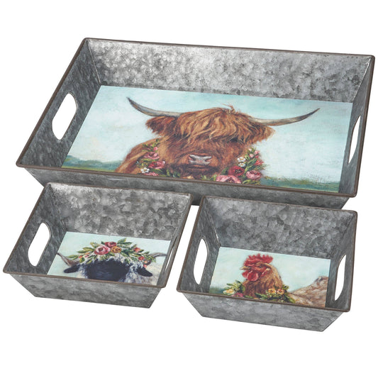 Floral Animal Tray Set