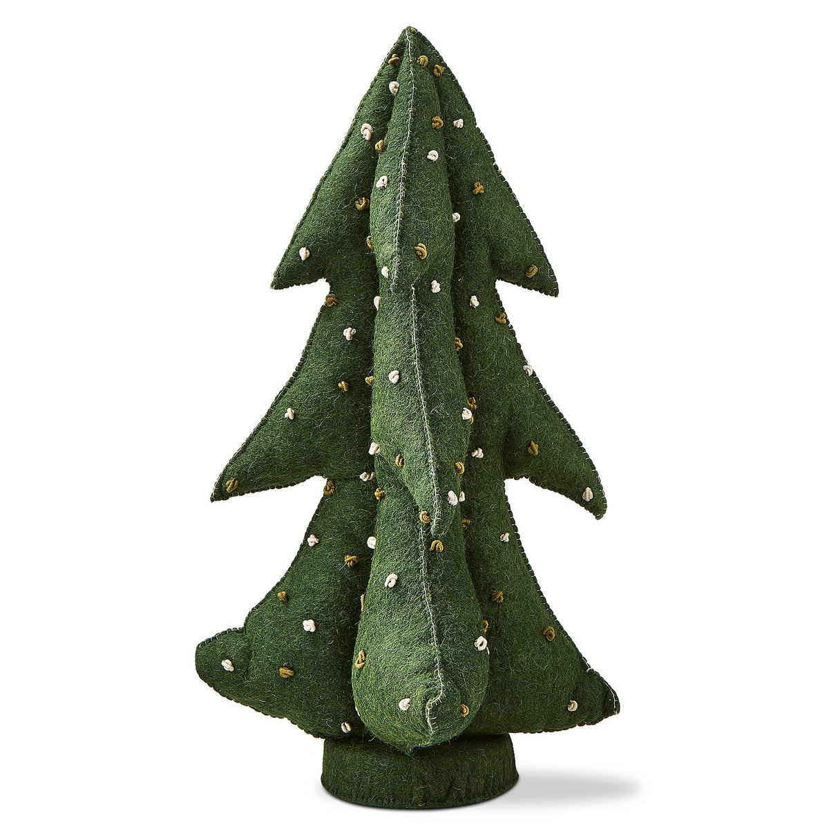 French Knot Wool Tree Decor Large Dark Green Polyester