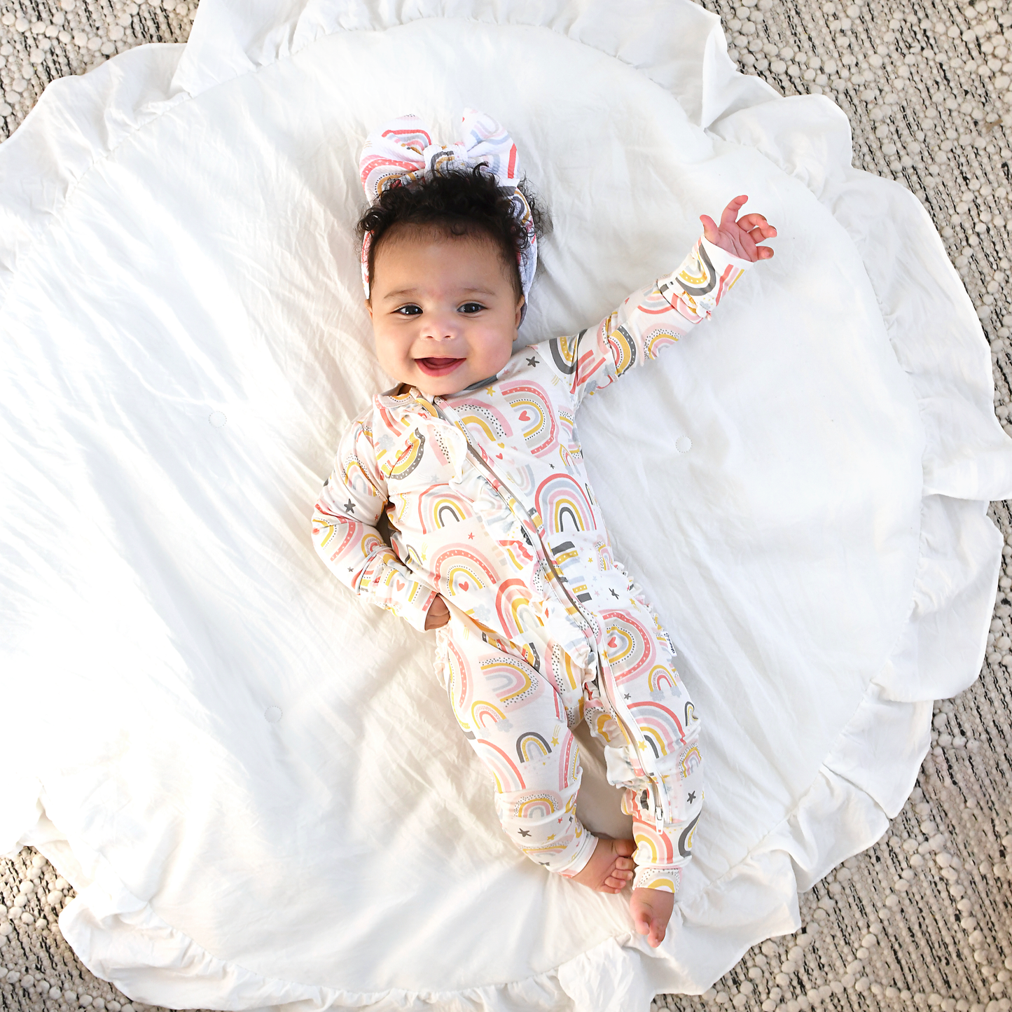 Millie Ruffle Zip Bamboo Rainbow Sleepies Little Toddler