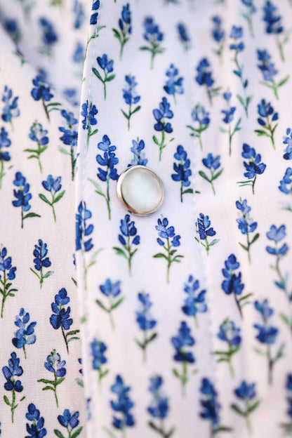 Blue Bonnet Pearl Snap Fishing Shirt