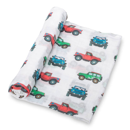 Vroom Vroom Zoom Baby Muslin Swaddle Blanket