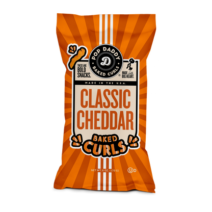 Pop Daddy Snacks Baked Curls- Classic Cheddar