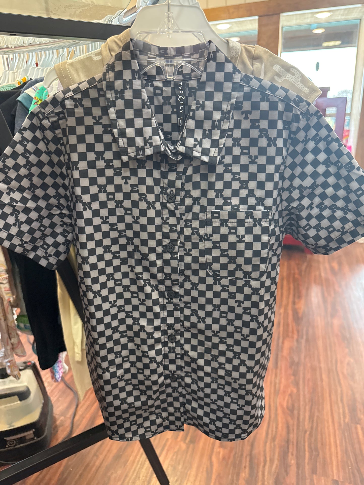 Boys checkered button up shirt