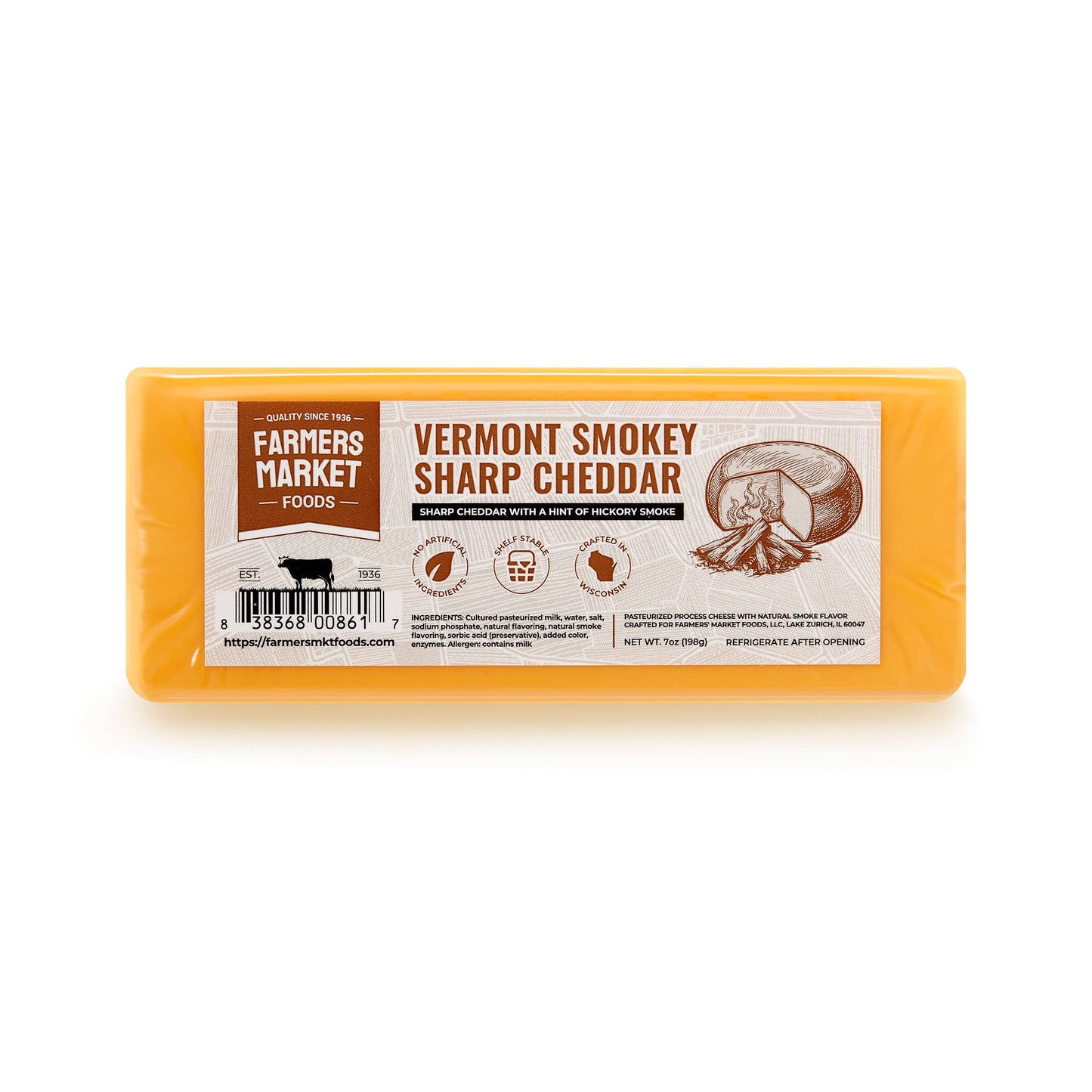 Vermont Smokey Sharp Cheddar 7oz (Shelf Stable)