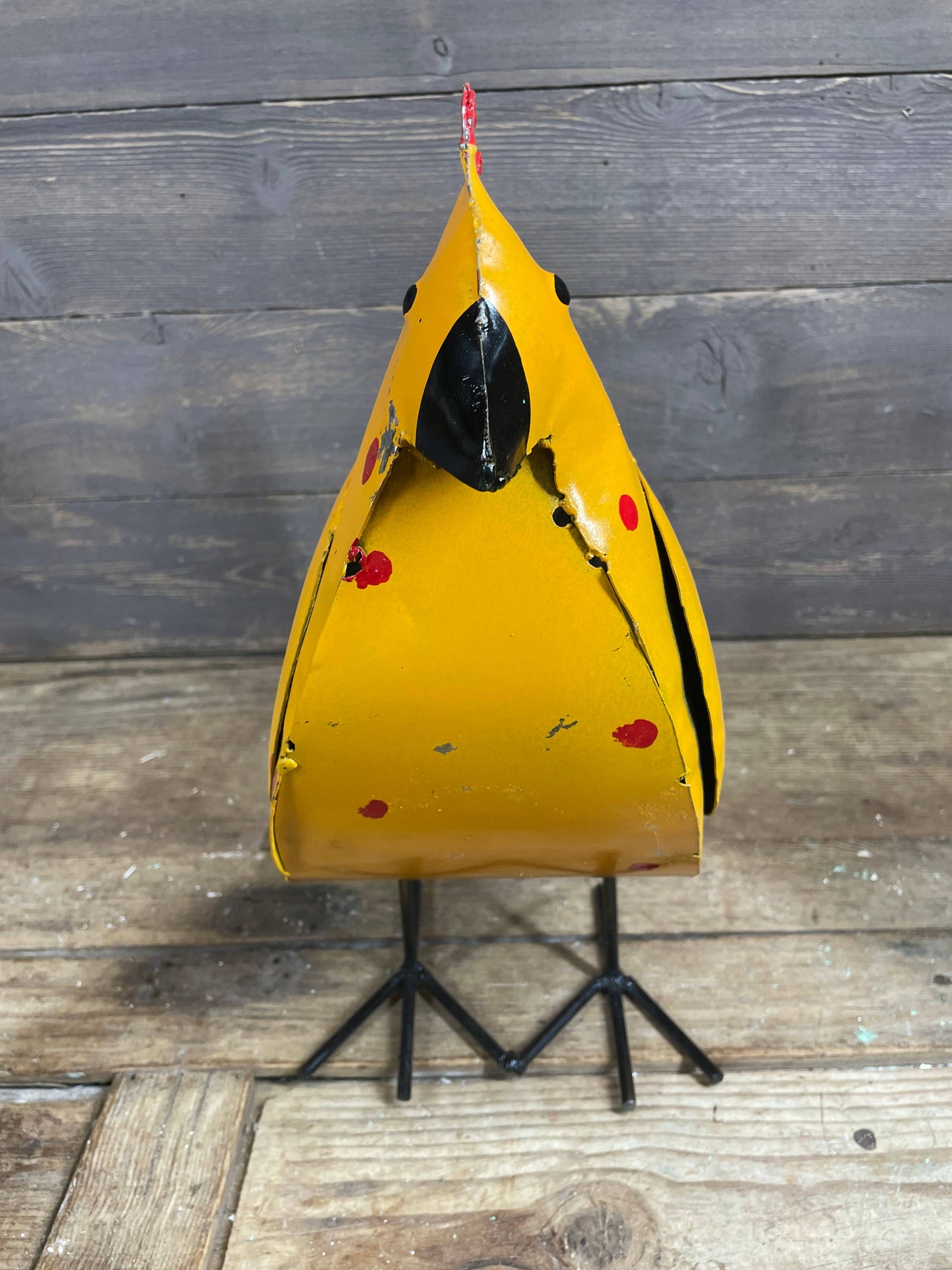 Mama Chicken Polka Dot-Metal-Garden Art-7Wx15H-Mama Chicken