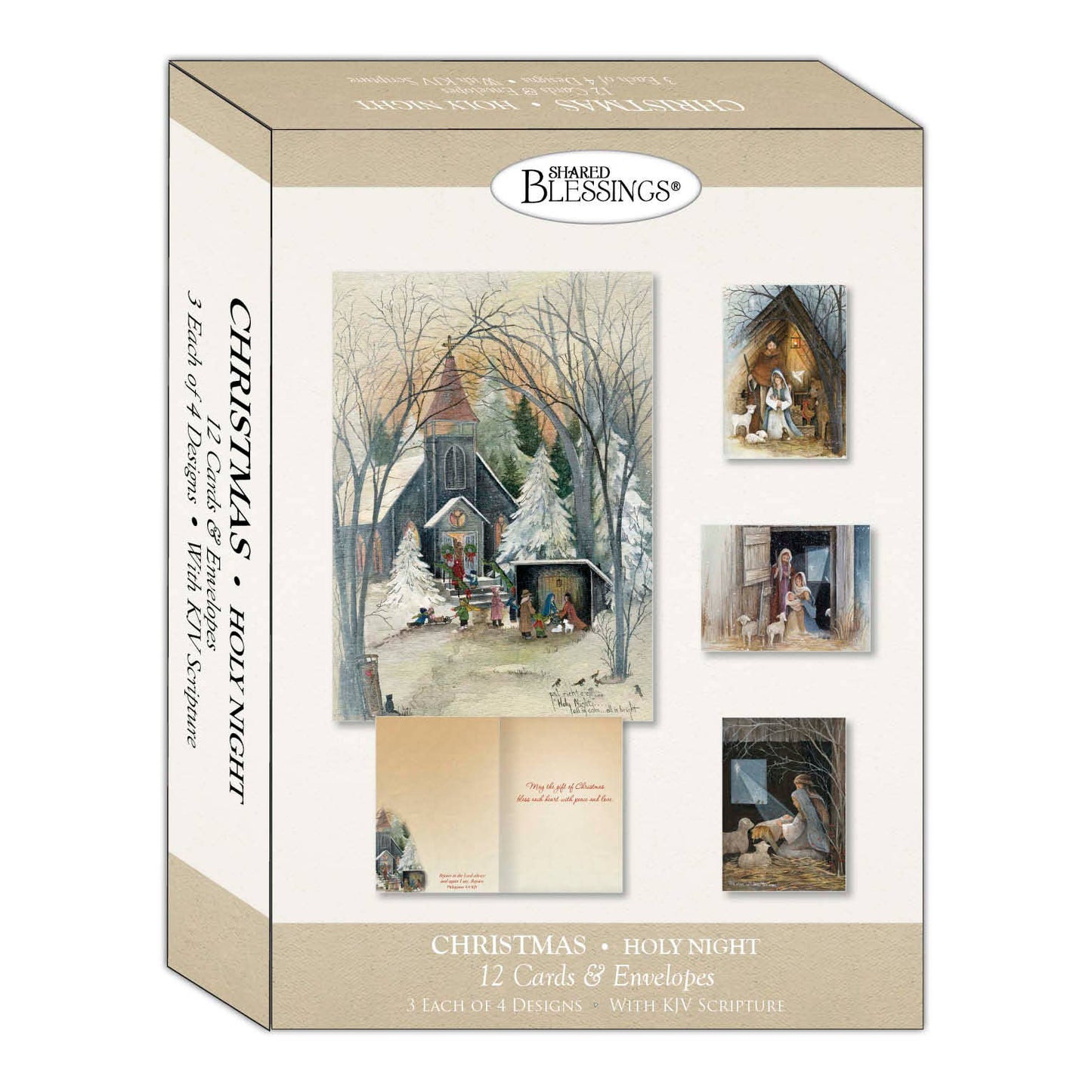 Religious Boxed Christmas Cards, Holy Night, KJV