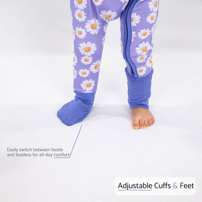 Bamboo Baby Convertible Zipper Pajamas - Daisy Floral