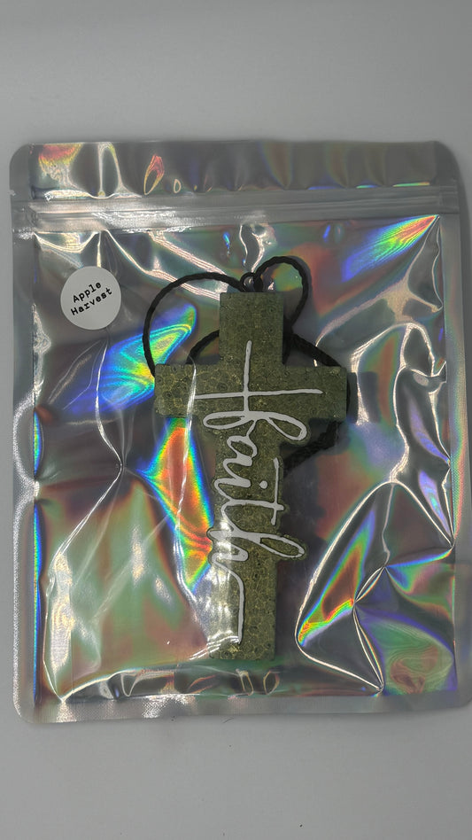 Faith Cross Car Freshie- Apple Harvest Scent