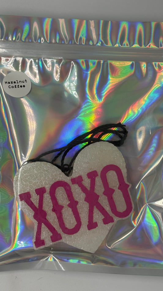 XoXo Heart Car Freshie- Hazelnut Coffee Scent