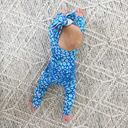 Miley Leopard Ruffle Zip Bamboo Baby Sleepies Little