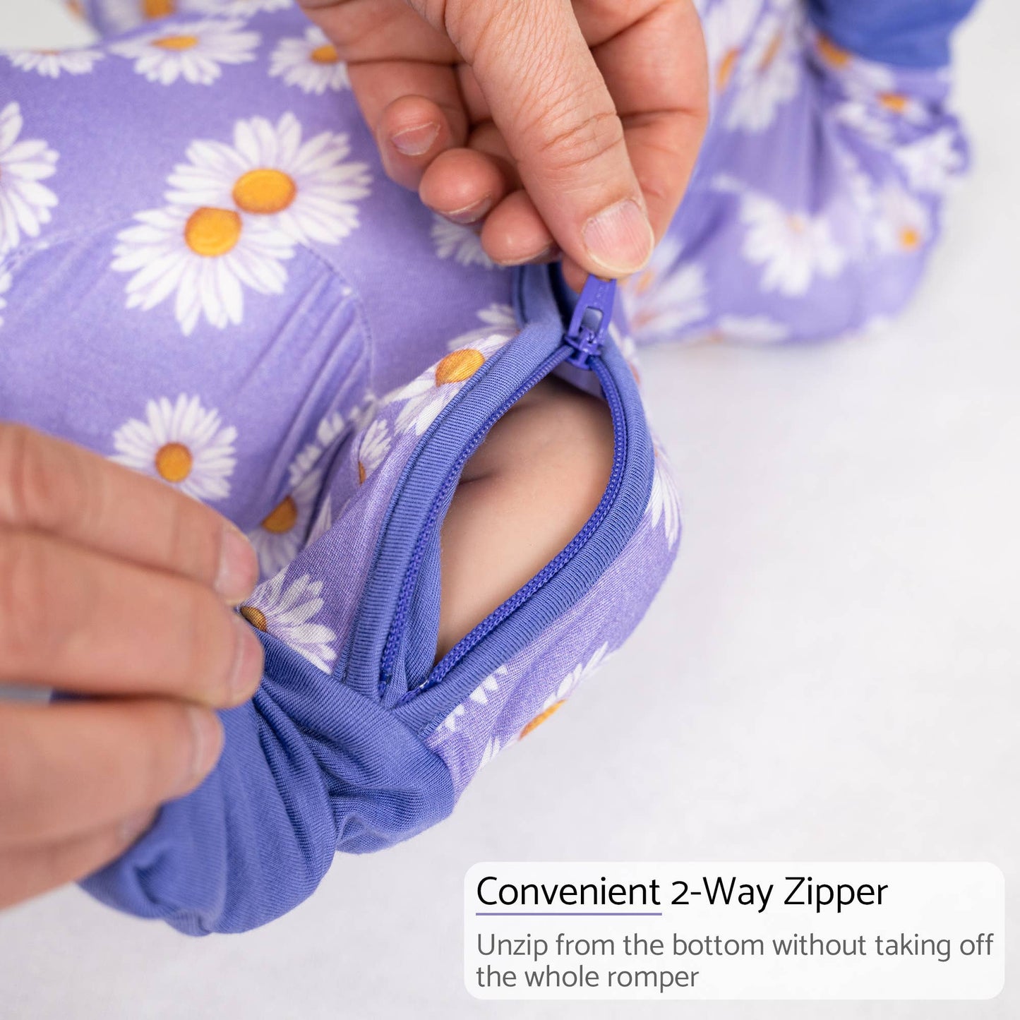 Bamboo Baby Convertible Zipper Pajamas - Daisy Floral